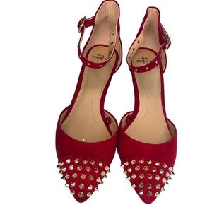 Zara Trafaluc Red Spiked Kitten Heels Size  36 Women’s 6